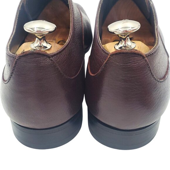 Zegna Men\'s size 10.5 Brown Leather Square Toe Oxford Dress Shoes Italy Handmade main image 9